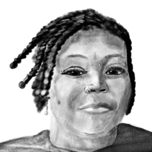 A digital charcoal drawing of a person